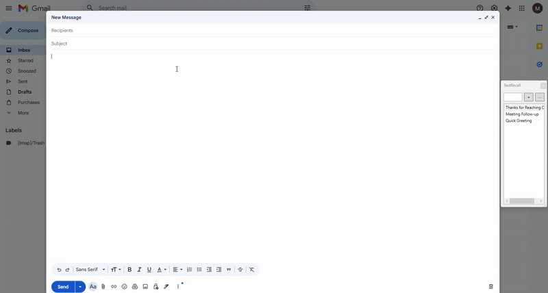 TextRecall - Quick text recall utility